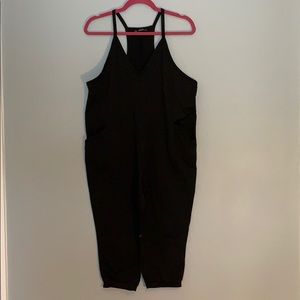 Black knee length cotton jumpsuit
